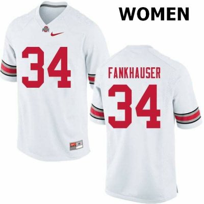 NCAA Ohio State Buckeyes Women's #34 Owen Fankhauser White Nike Football College Jersey TXA7145AX